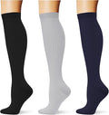 (3 pairs) Compression Socks 20-30 mmHg Long Knee High Socks for Women Men Support Athletic Travel Daily Wear by Saniripple