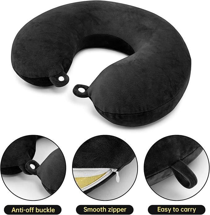 2 Packs Travel Neck Pillow Cover, Reusable U Shaped Washable Cover (Black) - Image 3