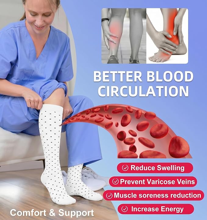 Compression Socks for Women & Men Circulation (4 Pairs) 15-20 mmHg is Best Support for Nurses Running Hiking Travel - Image 4