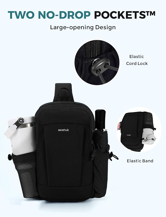ECOHUB Anti-Theft Crossbody Bag Men Women RFID Blocking Lightweight Sling Backpack Water Resistant for Travel Hiking Outdoor - Image 7