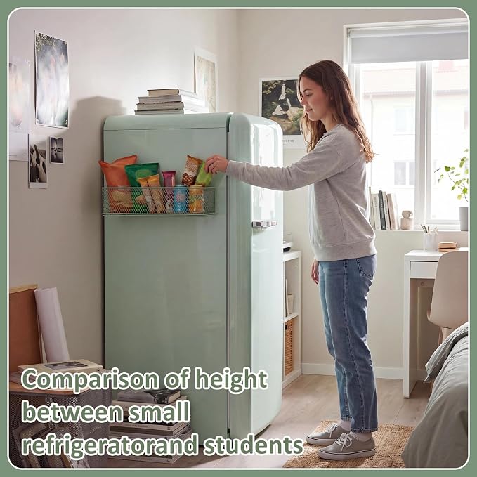 FoldTier 1 Pack Sage Green Magnetic Basket Dorm Mini Fridge Shelf Organizer Kitchen Storage Bin Container Spice Holder for Locker Refrigerator Pantry Dorm Essentials (13.8 x 3.1 x 4.9 Inch) - Image 5