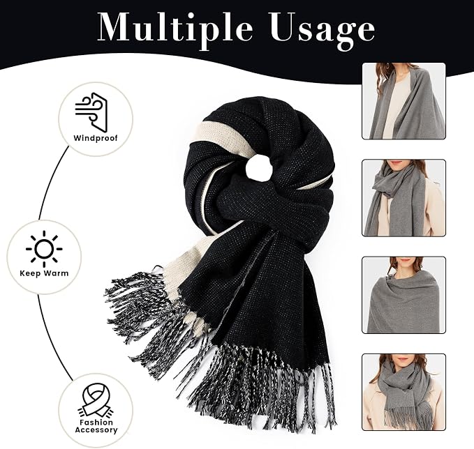 maamgic Women's Scarf Pashmina Shawls Blanket Scarf for Evening Dress | Soft Viscose Blend ,Lightweight,Large Scarf with Cozy Cashmere-Feel, Perfect For Weddings,Cruise Travel & Flights - Image 4