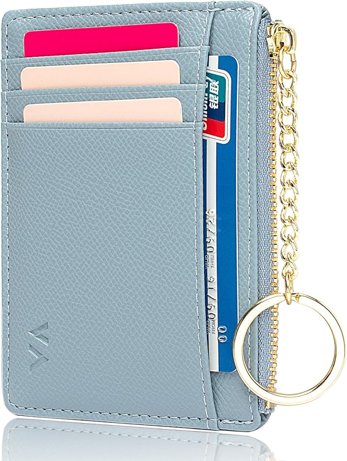 Valentoria Slim RFID Blocking Card Holder Small Pocket Wallet Keychian Zipper Coin Purse Mini Cash & Coin & Cards Case for Women Men | Slim - Image 8