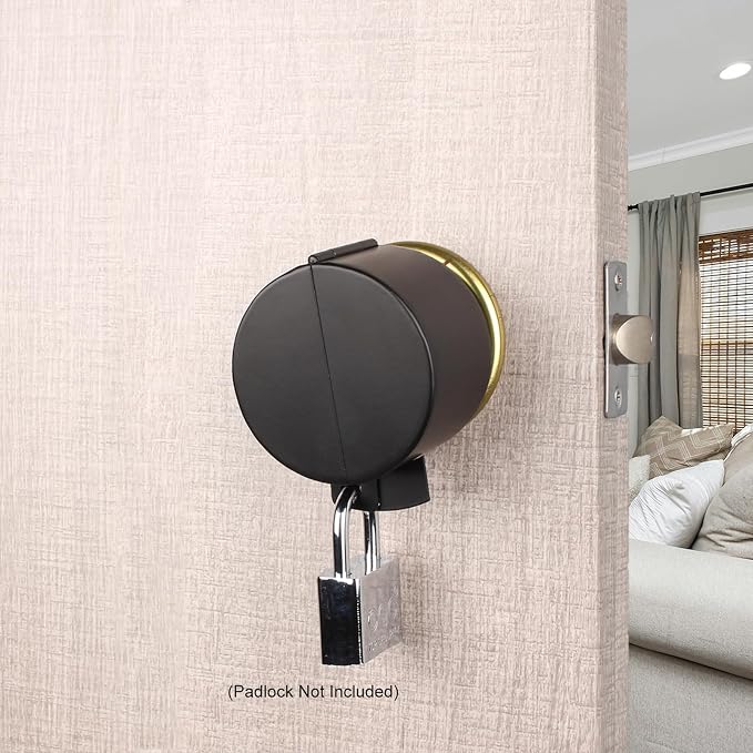 Door Knob Lockout Device Child Safety Doorknob Locking Cover Door Handle Lock,Prevents Access to Keyholes, Turing and Operating Door Knob, Black - Image 5