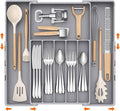 Lifewit Expandable Silverware Drawer Organizer, Utensil Tray for Kitchen | BPA Free Flatware and Cutlery Holder, Adjustable Plastic Storage for Spoons Forks Knives, 12-20.5 x 11.3-19.4 x 1.7, Gray by Lifewit