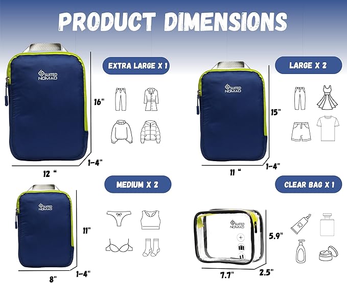Compression Packing Cubes Set, Suitcase and Backpack Travel Organizer Bags | Ultralight and breatheable material - Image 3