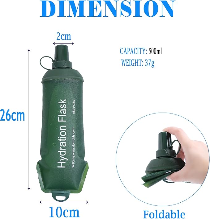 AXEN Soft Flask TPU Foldable Running Hydration Flask, Soft Collapsible Water Bottle for Hydration Pack Cycling Marathon Running Hiking - Image 3