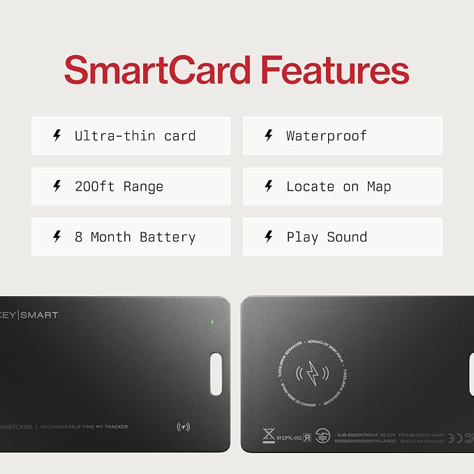 KeySmart SmartCard Gen 2 Rechargeable Wallet Tracker for iPhone | MFi-Certified, Compatible with Apple Find My, IPX8 Waterproof, 8-month Rechargeable Battery, Slim Tracking Card - Image 9