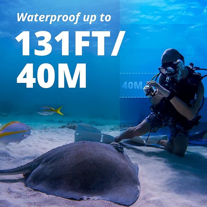 AKASO Brave 4 Action Camera 4K Ultra HD Video Waterproof Underwater Camera | 20MP Photo WiFi 170° FOV 5X Zoom Image Stabilization Sport Camera for Snorkel Travel with 2xBatteries Helmet Accessories Kit - Image 6