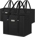 BALEINE 3PK Reusable Grocery Bags, Heavy Duty Shopping Tote Bag | 12'' Long Handles, Reinforced Bottom Keeps Upright, Fold Flat Storage, Water-Resistant Shopping Bag, Multiple Color Options by BALEINE