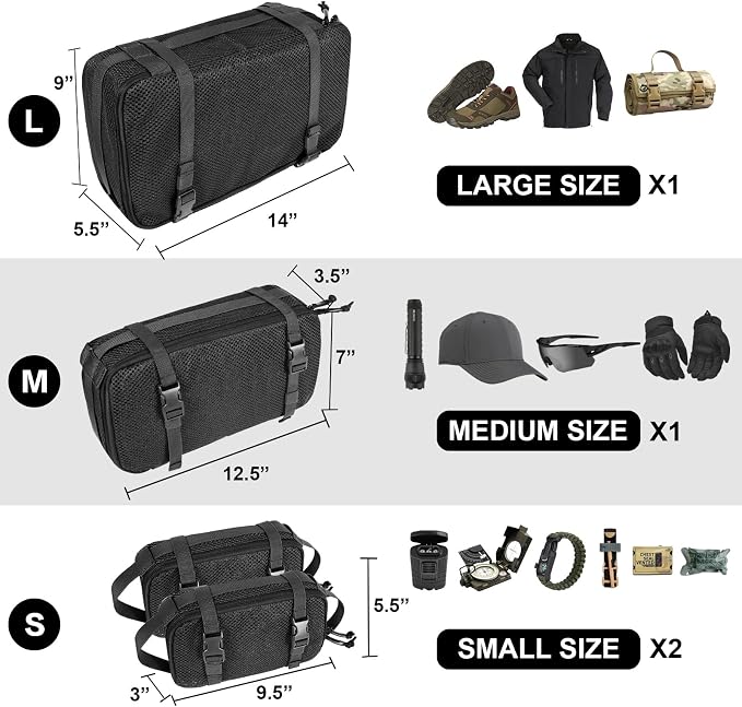 4 Set Tactical Packing Cubes ，Compressible Mesh Duffle Storage Bag,Portable Edc Molle Pouch Organizer. - Image 4