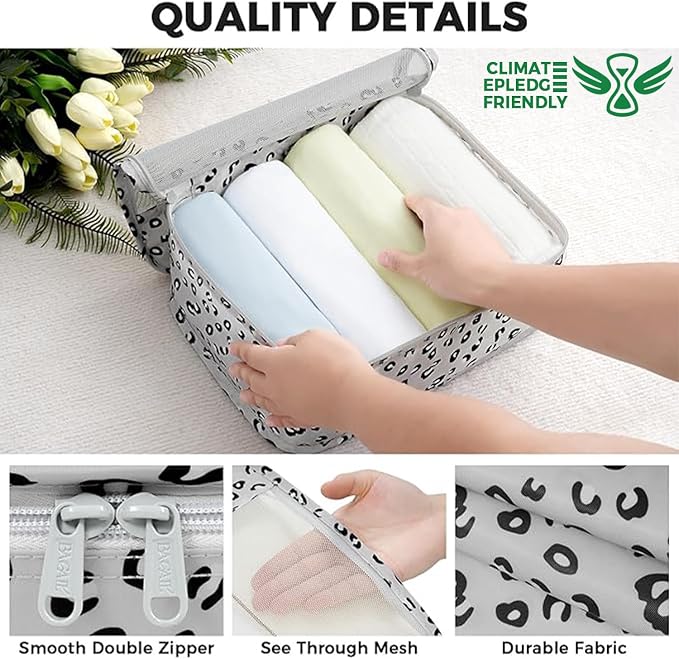 BAGAIL 9 Set Packing Cubes with Packing List Luggage Packing Organizers for Travel Accessories (Grey leopard) - Image 6