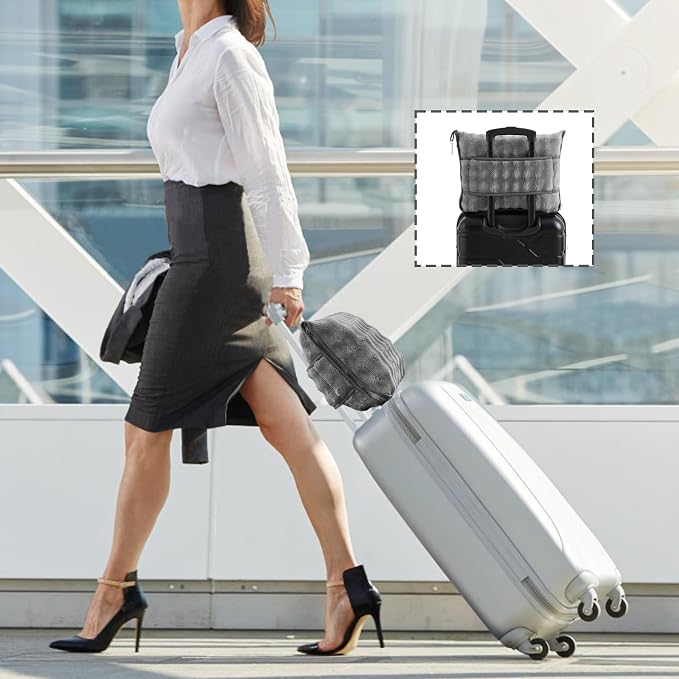 Soft Cozy Travel Blanket for Airplane Train and Car, Grey | Lightweight, Blanket or Pillow 2 in 1, Compact with Portable Bag Pillowcase, with Luggage Sleeve and Backpack Clip - Image 4