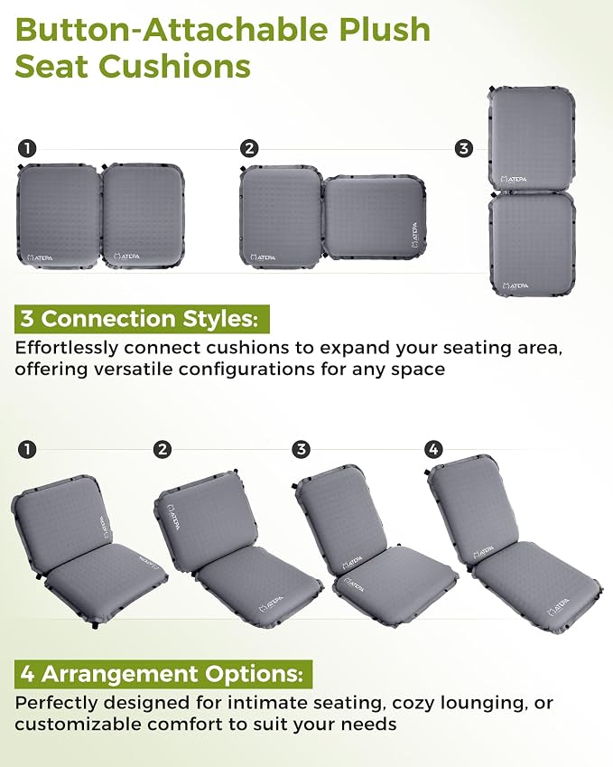 ATEPA Inflatable Seat Cushion | 2" & 2.5" Foam Core Seat Pad, Self Inflating, Compact, Stadium, Airplane, Travel, Camping, Hiking, Sports events - Image 5