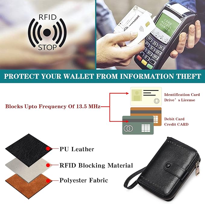 GAEKEAO Leather Credit Card Holder Wallet for Women RFID Blocking Large Capacity Bifold Zipper Card Case Organizer with Wristlet 32 Slots - Image 4