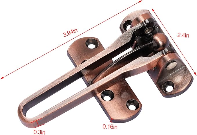Topbuti Home Security Door Lock, 2 Pack Latch Guard Clasp Front Door Locks for Kids, Home Reinforcement Lock for Swing-in Doors, Hotel Door Latches, Thicken Solid Aluminium Alloy, Classic Bronze - Image 2