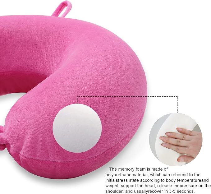Travel Pillow Memory Foam, Comfortable Travel Neck Pillow U Shape, Support Neck and Head to Relieve Fatigue, Portable Neck Pillow Suitable for Planes, Trains, Self-Driving Cars - Image 5