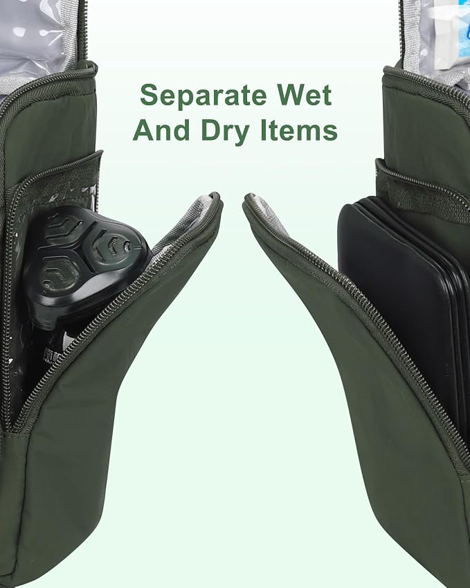Relavel Hanging Toiletry Bag for Men and Women, Travel Toiletries Bag Water-resistant Large Makeup Cosmetic Organizer Storage, Carry-on Travel Essentials (Green, Large) - Image 3