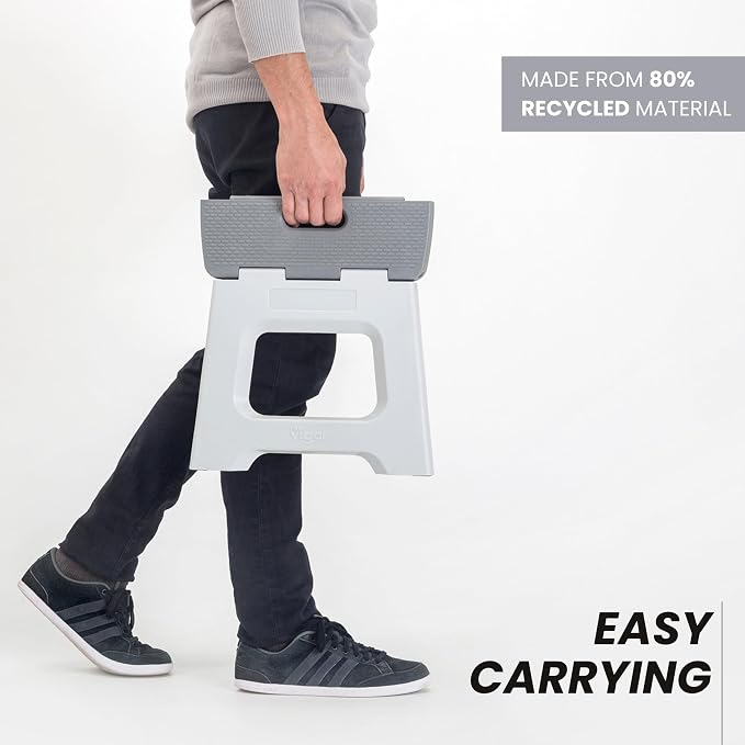 Vigar Compact Foldable Step Stool, 9-Inch, Gray | For Adults Up to 330 Pound, Lightweight, Non-Slip Folding Design, Compact Step Stool, Space-Saving Household Use - Image 7