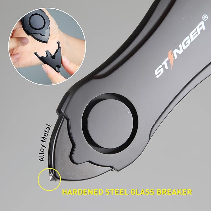 Stinger USA 140 db Siren Personal Safety Alarm Keychain Emergency Tool,2pcs | Panic Alarm Siren, Seatbelt Cutter, Car Window Breaker, Safety Device for Women Kid(Black) - Image 5
