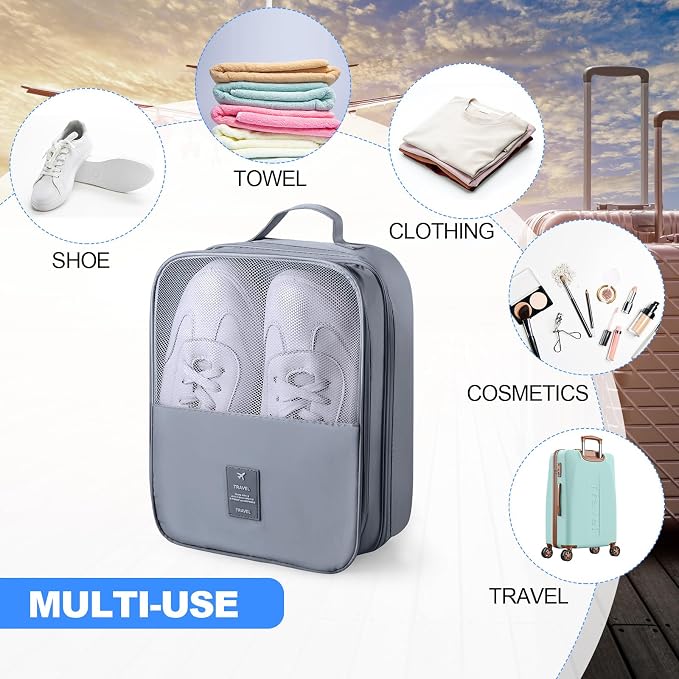 Windyun 2 Pcs Shoe Bags for Travel Holds 3 Pair of Shoes Travel Shoe Bag for Packing Portable Shoe Cubes for Travel and Daily Use(Beige, Gray) - Image 6