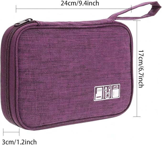 Yamrots Travel Cable Organizer, Electronic Organizer Travel Case, Portable Storage Bag for SD Card, Charger, Power Bank, Earphone (Purple) - Image 2