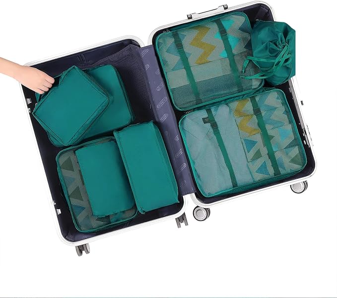 BAGAIL 8 Set Packing Cubes Luggage Packing Organizers for Travel Accessories-Aqua Color - Image 7