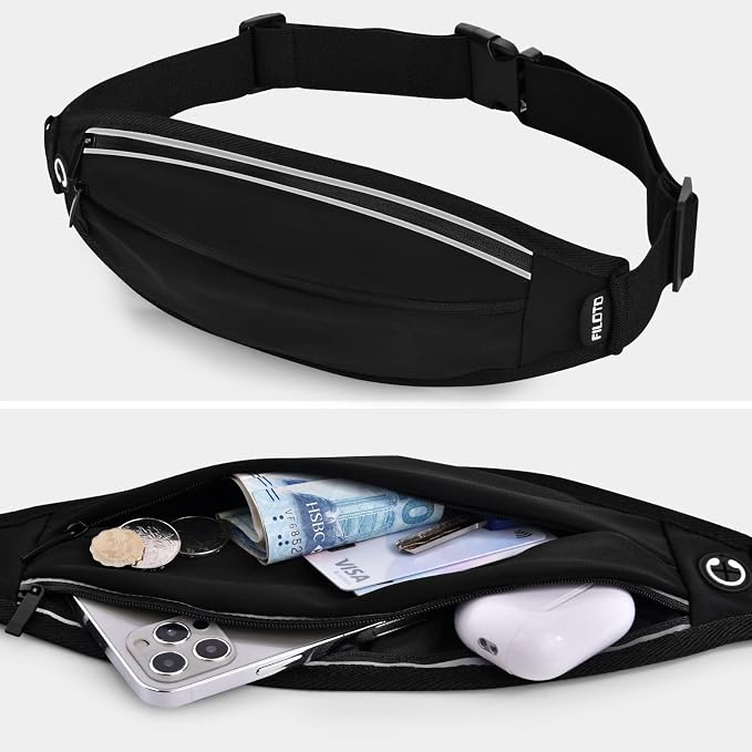 Running Belt Fanny Pack, Running Waist Pack for Women & Men USA Patented Hands-Free Reflective Runner Pouch Belt Fitness Workout Bag No-Bounce Adjustable Sport Travel Fanny Pack Cell (Black) - Image 4