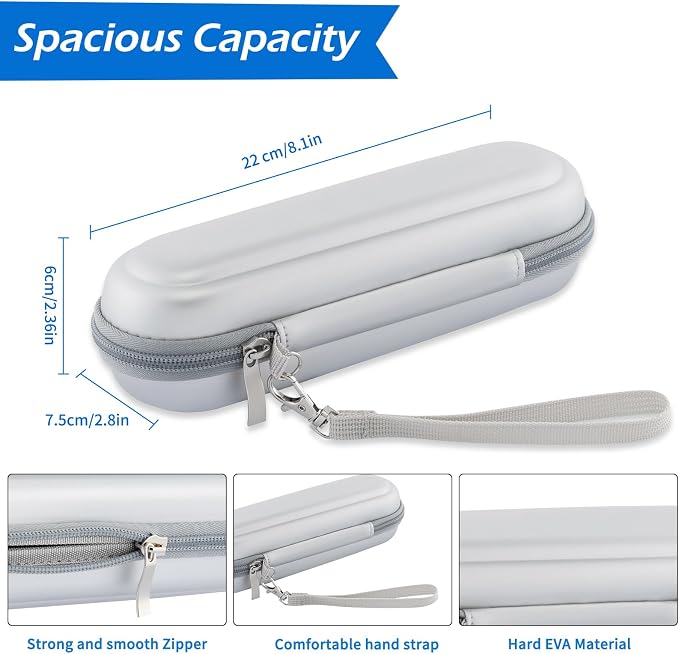 Toothbrush Travel Case for Oral B/Oral-B Pro 1000 1500 5000 7000 & Philips Sonicare 4100 1100 5300 5100 6100/iO Electric Toothbrush, Hard Protective Storage Bag (Silver case&toothbrush cap) - Image 3