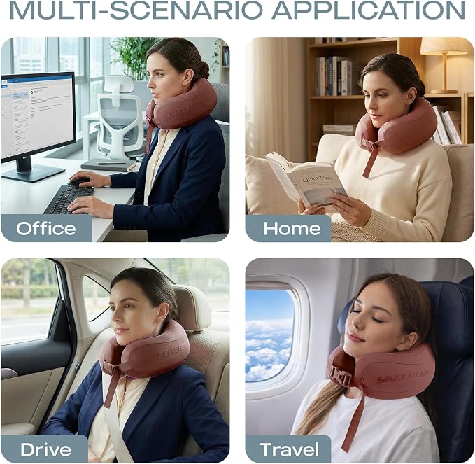 Skechers Neck Pillow for Traveling,Memory Foam Travel Neck Pillow for Airplane Travel Pillow for Flight Headrest Sleep, Portable Plane Accessories,Brown - Image 7
