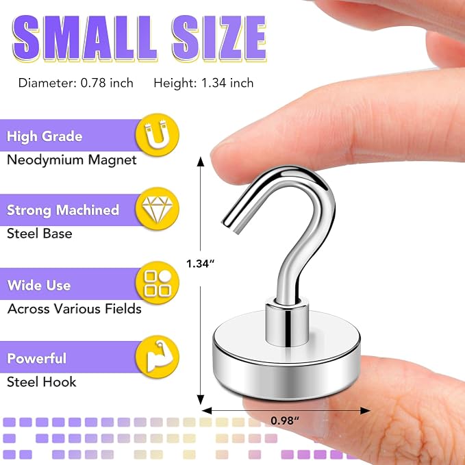 Magnetic Hooks for Cruise Cabins, 85LBS, 25 Pack, Silver | Cruise Essentials 2026, Heavy Duty Magnets Hooks for Refrigerator, Storage, Grill, Hanging and Kitchen - Image 2
