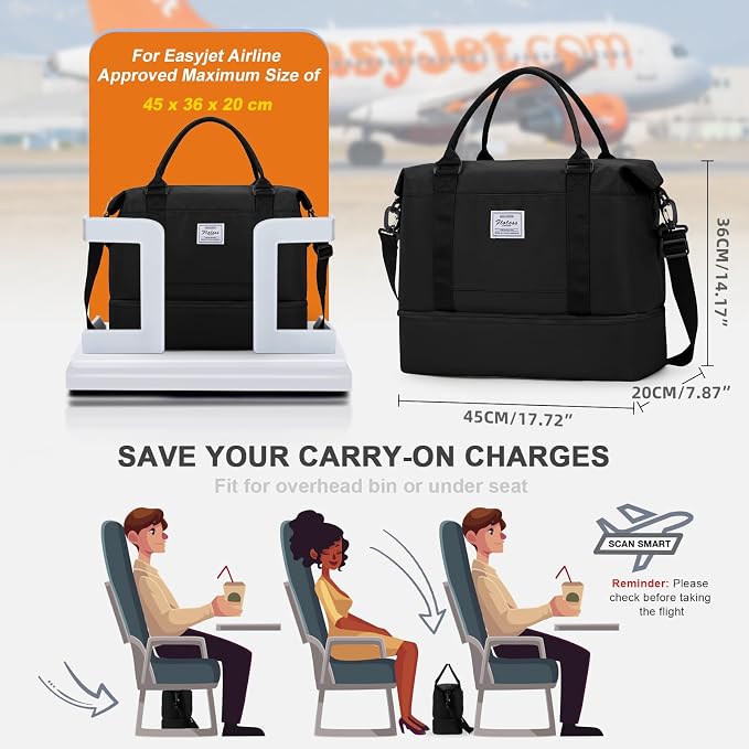 Travel Duffel Bag, Sports Tote Gym Bag, Shoulder Weekender Overnight Bag for Women - Image 4