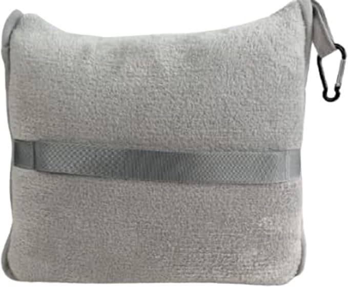 BlueHills Premium Soft Travel Blanket Pillow Combo Airplane - Light Gray | Pillow/Blanket in a Bag, Luggage Belt & Carabiner, Compact Pack for Airport & Long Flights, Travel Essential Accessory Gifts - Image 9