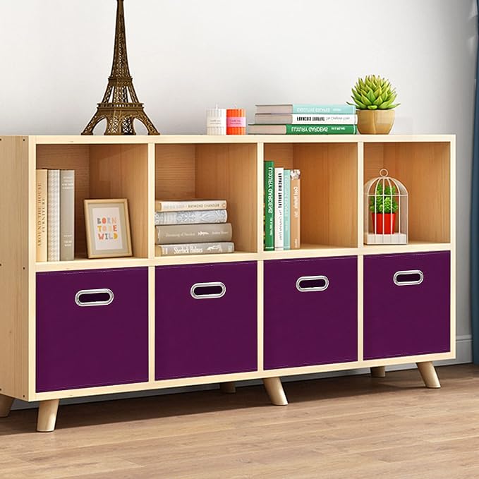 Fabric storage bins Cubes, Fabric Cube Organizer with Handle, Foldable Cube Bins for Cloth or Accessary Storage, 11x11x11, Set of 3, (Purple) - Image 4