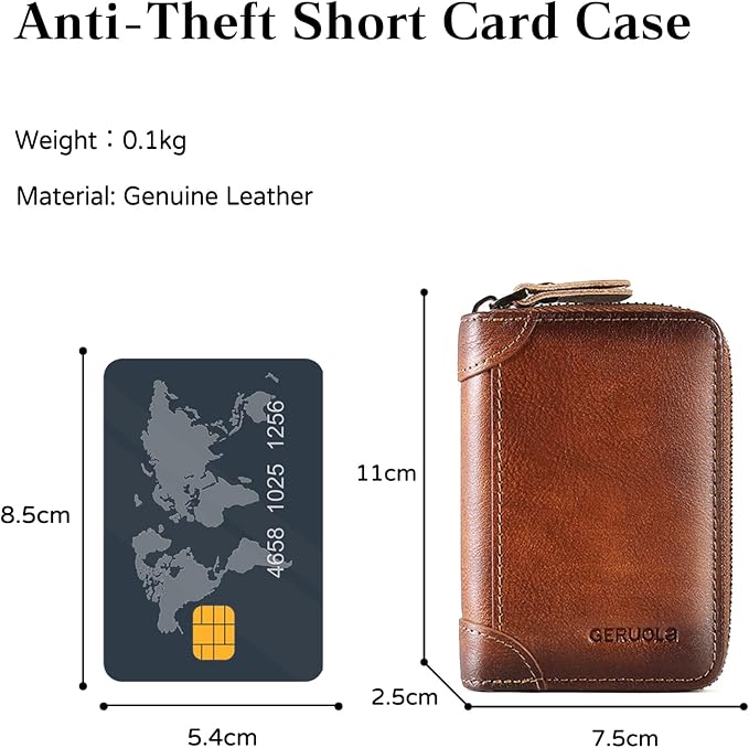 Card Bag Cowhide Wallet Men Coin Purse RFID Blocking Card Case Portable Card Holder Coin Bag Pouch with 12/20/30/45 Card Slots Brown A - Image 3