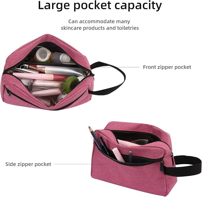 Icramsy Travel Toiletry bag Toiletry bag for women men Hanging Cosmetic bag Travel accessories for Women Men (Rosy) - Image 3