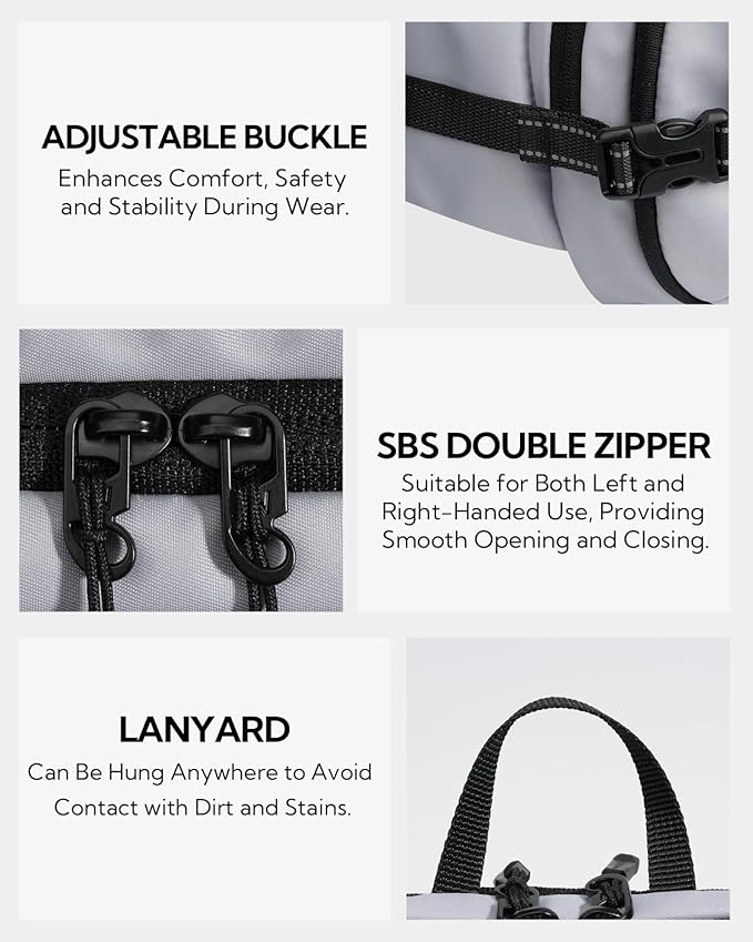 WATERFLY Fanny Pack Waist Bag: 3L Large RFID Anti-Theft for Travel | 180-Degree Opening Design, 5 Pockets, Nylon, Reflective Webbing, Adjustable Buckles, Hiking Daily Use, Women Men - Image 6