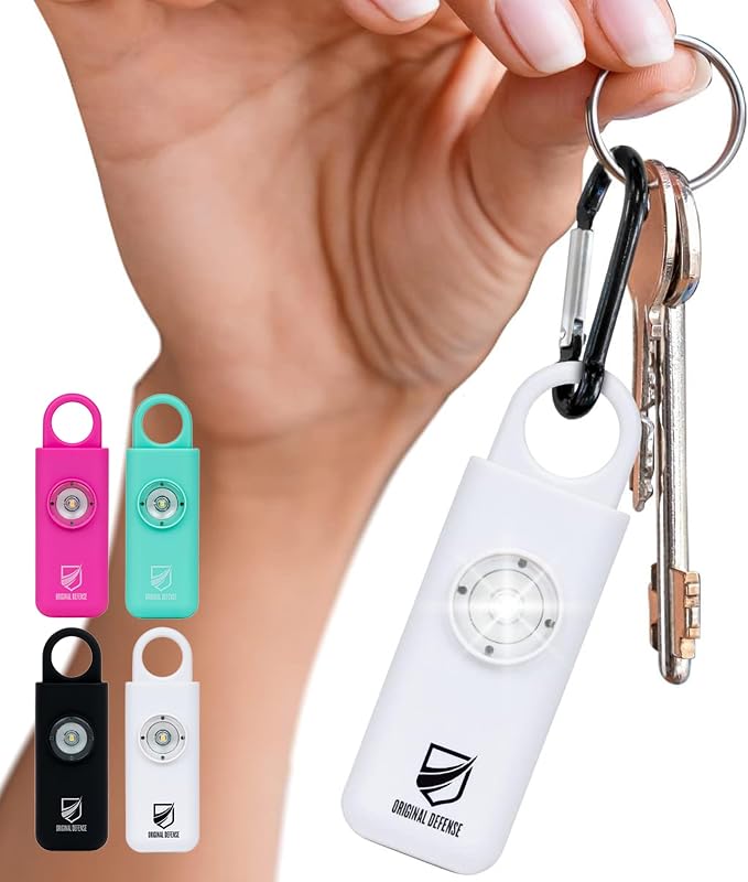 Original Defense® Siren Self-Defense Alarm - 130 dB Keychain Alarm with LED Strobe Light for Women, Children, and Elderly - Police Recommended - (White, 1 Count) by OriginalDefense