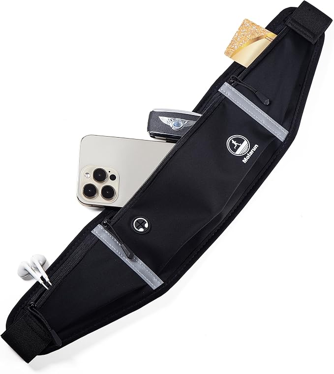 Running Belt Slim Fanny Packs Jogging Pouch Phone Holder Waist Pack - Black - Image 6