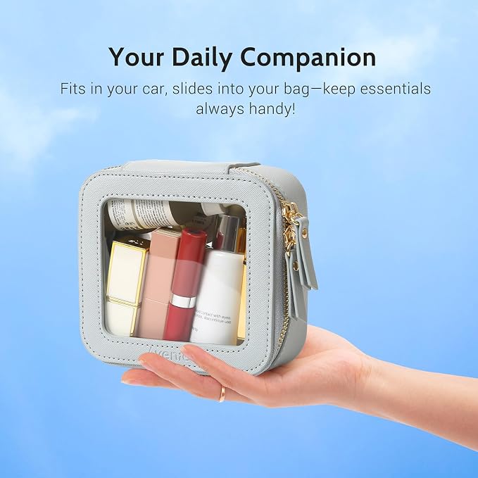 Aveniee Mini Clear Makeup Bag, Small Cosmetic Bags Travel Toiletry Pouch Organizer, TSA Approved Make up Case with Zipper, Car Bag for Essentials,Blue - Image 6