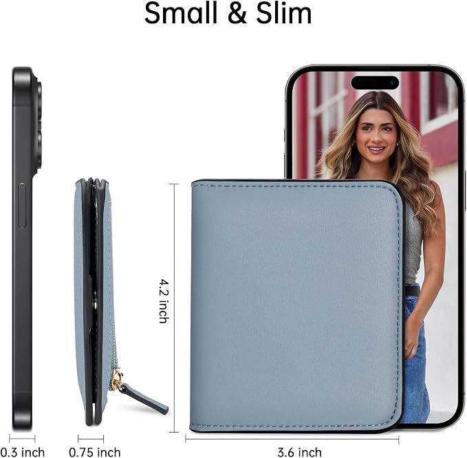 Toughergun Women’s Small Slim Leather Wallet with RFID Protection, Compact Bifold Mini Purse with Clear ID Window - Image 2