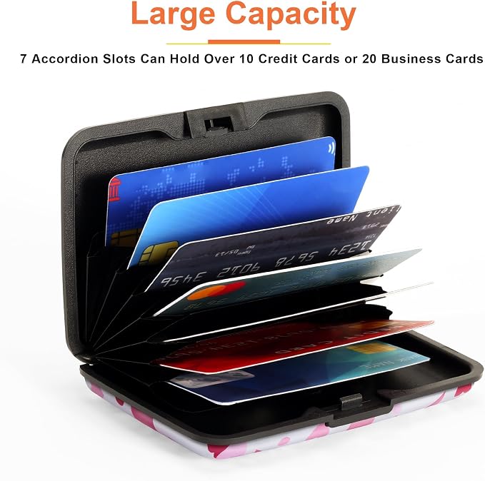 Mayski Credit Card Holder for Women RFID Blocking Wallet, Heartfelt Gift | Card Wallets for Women Small Mini Business Metal Accordion Aluminum Alloy Hard Case for Men - Image 4