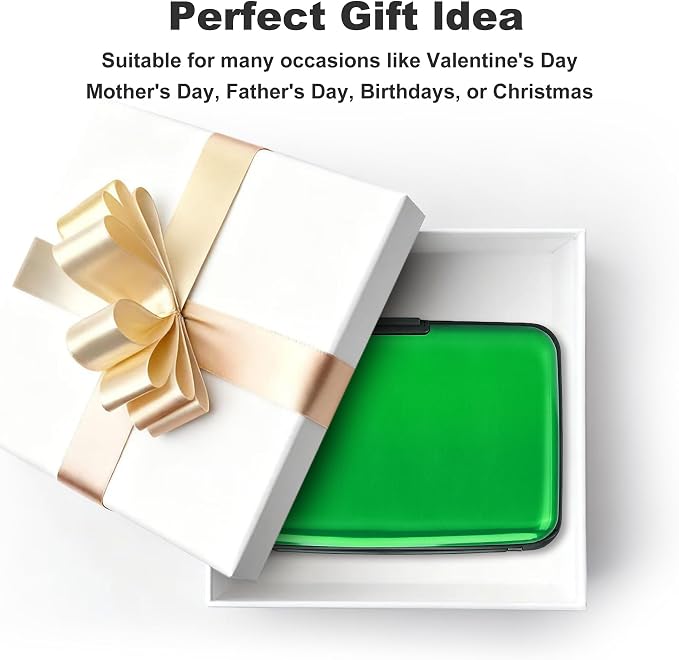 Mini RFID Aluminum Wallet Credit Cards Holder Business Card Case Metal ID Case for Men Women (Green) - Image 7