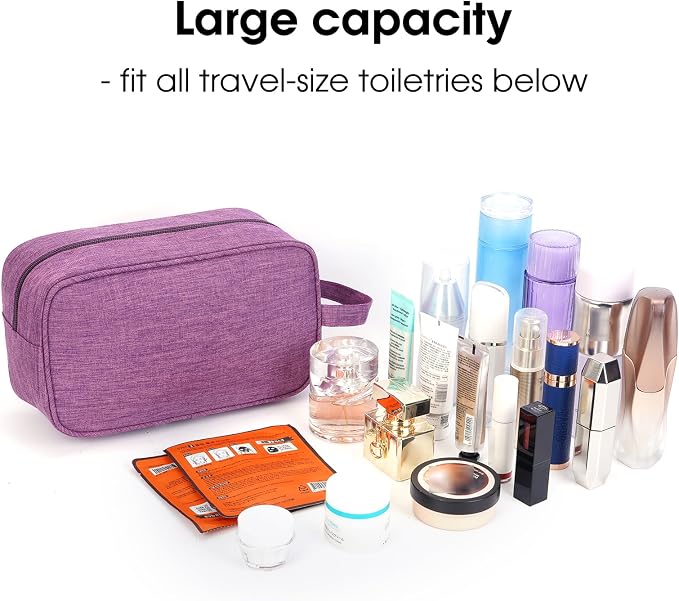Narwey Travel Toiletry Bag for Women Traveling Dopp Kit Travel Bag for Toiletries Cosmetic Bag Makeup Bag Medicine Bag for Traveling (Dark Purple) - Image 2