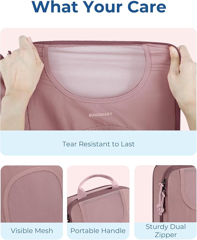 BAGSMART 6 Set Compression Packing Cubes, Travel Luggage Organizer Bags - Image 6