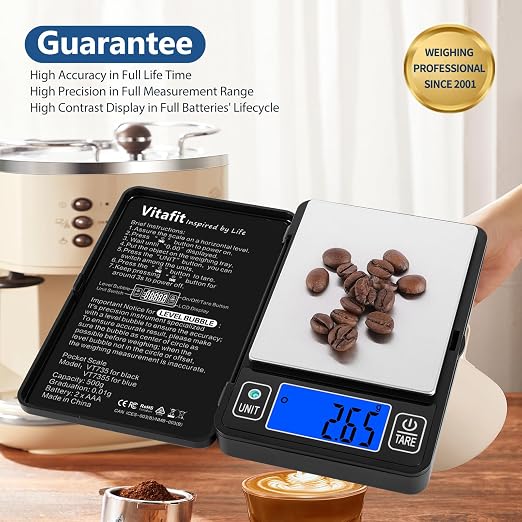 Vitafit 500g Digital Gram Scale in 0.01g, High Accuracy Assured by Built-in Level Bubble, Scale Professional Since 2001, Pocket Scale for Multi-Function: Kitchen, Food, Jewelry, Lab, Coffee, Black - Image 6