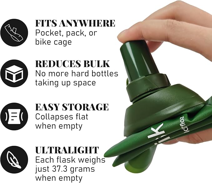 2Pcs 500ml Soft Flask, TPU Collapsible Soft Water Bottle for Hydration Pack, Running Vest, Leak-Proof Folding Water Bottle for Hiking Cycling Climbing Jogging- Green - Image 4