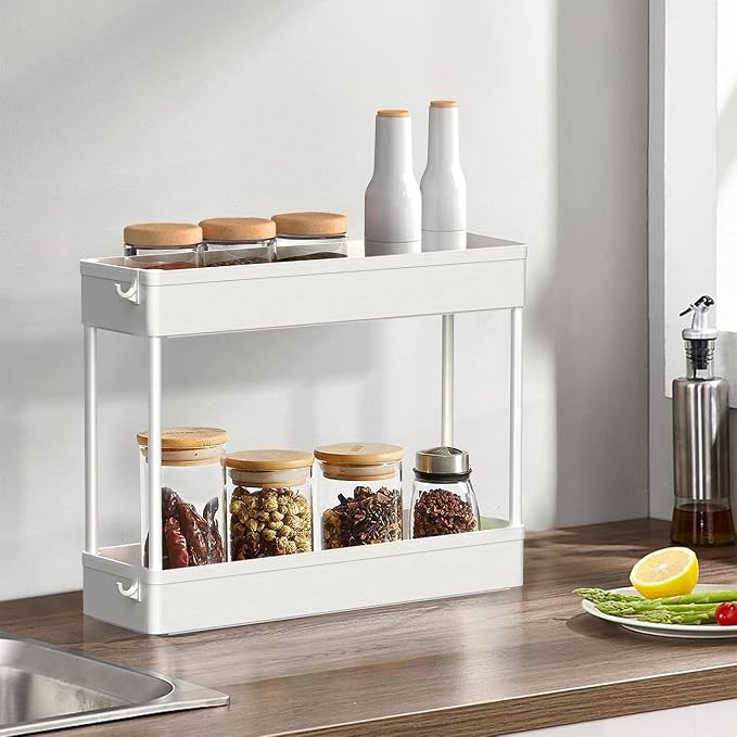 2-piece Set Slim Storage Cart 3 Tier,Bathroom Organizer Rolling Utility,Mobile Shelving Unit Slide Out for Office, Kitchen, Laundry Room & Narrow Places - Image 3