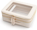 Aveniee Clear Makeup Bags, Double Layer Cosmetic Case with Separate Brush Compartment, Large Toiletry Organizer for Women, Travel Accessories Holder(2 Layers Large, White) by Aveniee