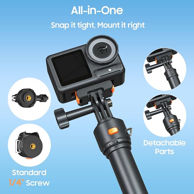 Camera Clip for Backpack Strap Mount,Adjustable Backpack Camera Mount with Multi-Function Adapter,Hands-Free POV Mount for GoPro,DJI Osmo,Insta360(Carbon Black)(No Selfie Sticks & Cameras) - Image 5
